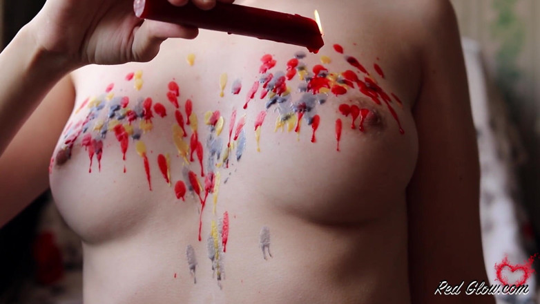 Red Glow: Redhead teen candle masturbation and wax play - hot solo