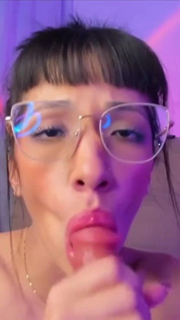 Petite Innocent in Glasses Loses Control: Squirt with Monstrous Dildo