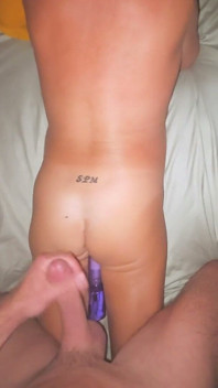 Wife Is Busy Cumming with Vibrator in Her Pussy so Husband Shoves Dick up Her Ass DP Then Cums in Her Pussy and Ass