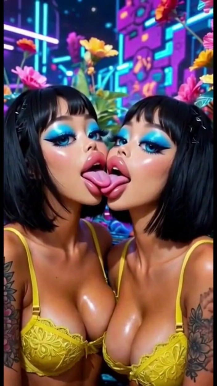 Hot girl dancing: Legrační lesbičky jazyk a líbání fetiš, ai animace