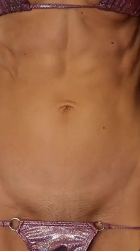 Abs Worship in Shiny Bikini