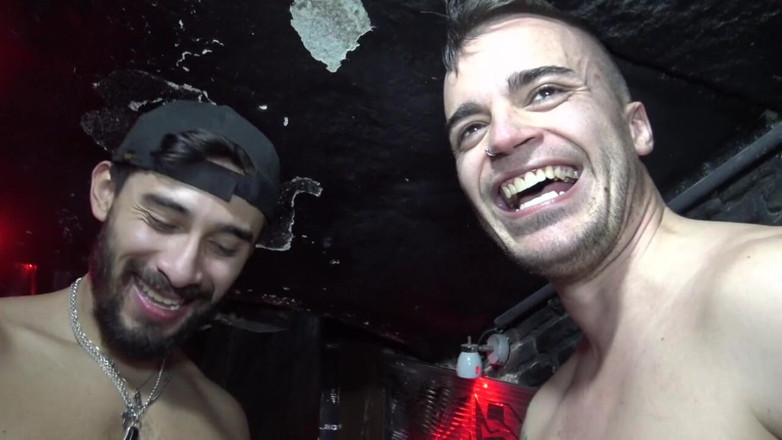Bare domination in backroom with fetish boys: Kevin Lauren used raw by Barbon