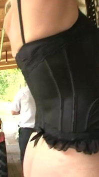 Sexy slaves tied to pole and dominated