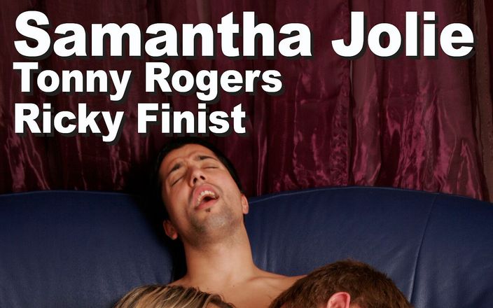 Picticon BiSexual: Samantha Jolie和Ricky Finist和 Tonny Rogers吮吸肛交双性恋颜射