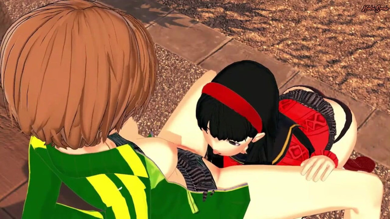 Hentai Smash: Teen Satonaka and Yukiko A take turns eating pussy before...