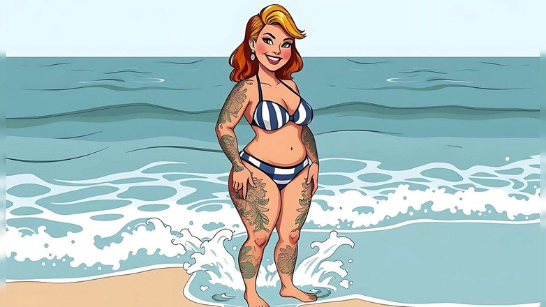 AI Porn: Ai Tattoo Art Curvy Bikini Women
