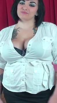 Busty Tattooed Brunette MILF Strips and Teases Seductively