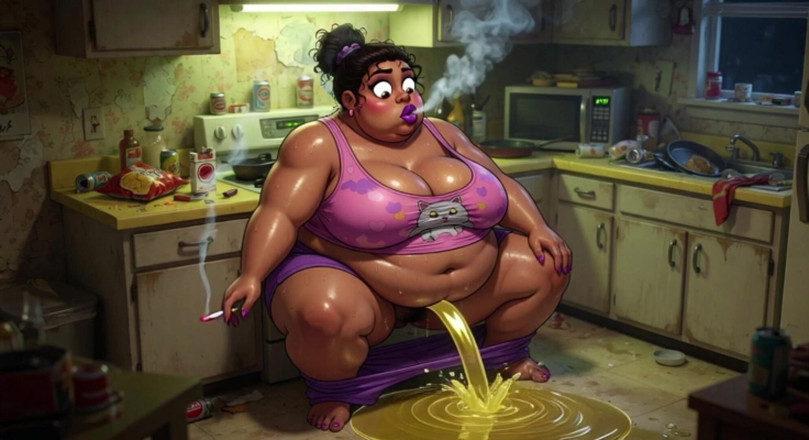 YOUR BEST FANTASY: Very Pregnant BBW Smoking While Peeing - Big Belly &amp; Dripping Pussy