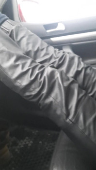 Peeling Orange Long Nail Leather Pants