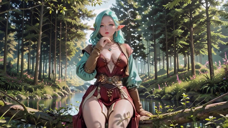Seraphina Vale: Forest Fantasy! Green-haired Mage &amp; Blue Elf in a Private Walk