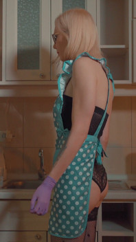 Hot Stepmom Fucks Her Trans Daughter in the Kitchen; Strap-on Sex in Kitchen Aprons
