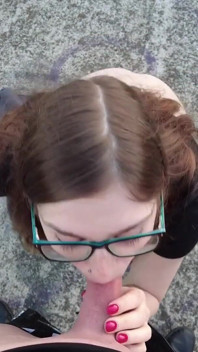 Outdoor huge cumshot in the face, full on the glasses!
