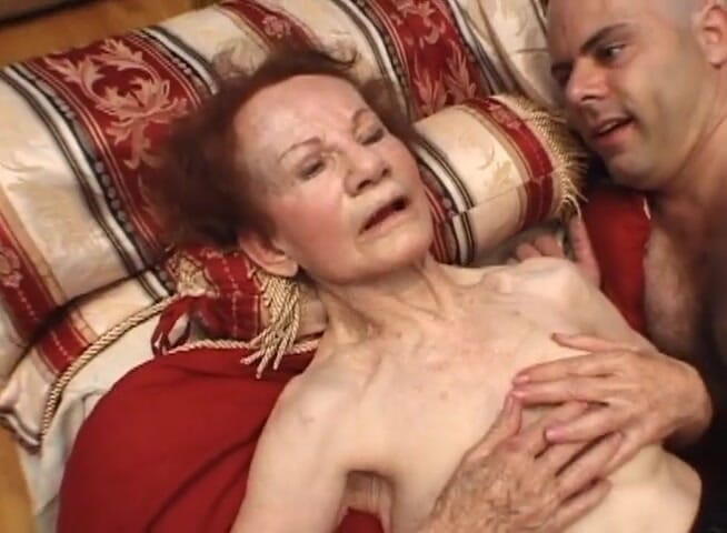 Gilfy Pleasure: Redhead granny banged by two guys