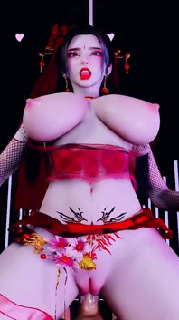 3D, UNE MILF asiatique sexy assise sur une grosse bite