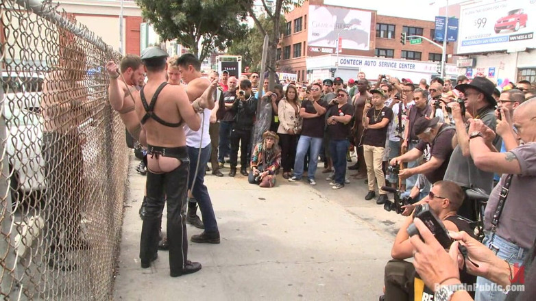 Bound in public: Cock Hungry Whore Cattle Prodded and Fucked at Dore Alley...