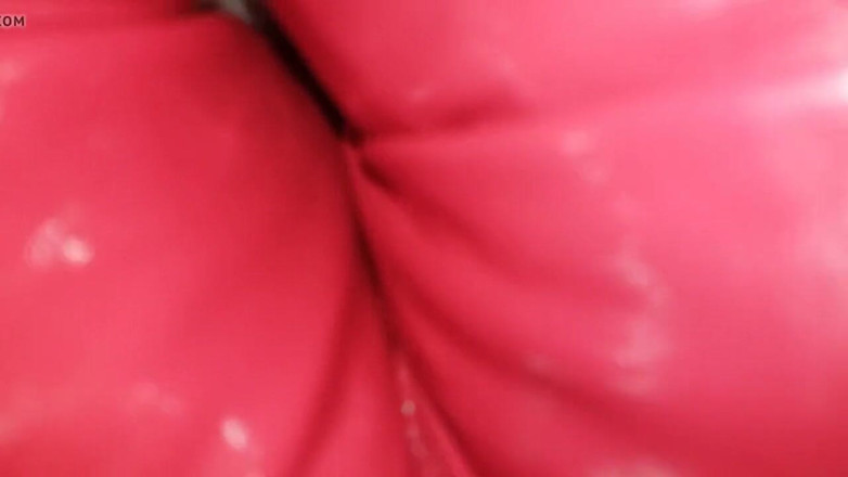 Naxy: Red shiny pants fucked without cumming