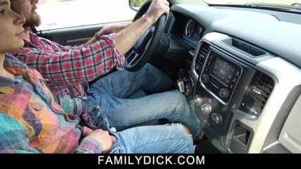 Family Dick: Tiny teen Austin Xanders gets raw breeding in nature