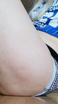 Cheerleader (18) Fingering Her Tight Asshole to Prepare for Winning the Match