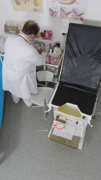 Recording of rectal temperature measurement of naked female