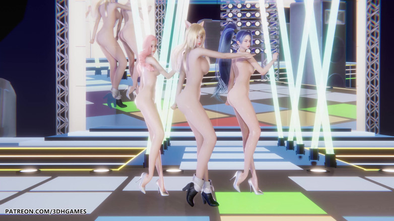 3D-Hentai Games: เรดเวลเวท - รัสเซียนรูเล็ต Ahri Evelynn Akali เซ็กซี่เปลือยเต้น League of Legends Hentai ไม่เซ็นเซอร์ 4K 60fps