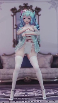 [mmd] 初音 (g)i-dle - Queencard Queen; Fetish Uniforms; Striptease; Busty; Jiggle