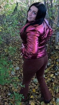 Riskanter Outdoor-Blowjob am see, rot glänzende unterjacke, Fetisch 316