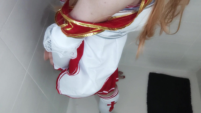 Leona Incubo: Cosplayer Gives a Blowjob and Gets Fucked Leaning Against the...