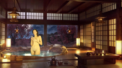 TheoryOfSex: Bathroom piss punishment. Naked reading. Japanese bath. Julia V Earth.