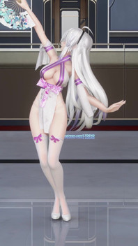 Featured Haku (yawane) - a Thousand Lanterns Traditional-style Seductive Qipao, Thong, White Stockings, High Heels