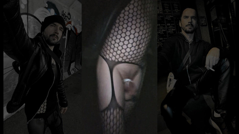 kinkygaynudist: Caminata Lluviosa Caliente (ligueros Y Meggings De Bulto)