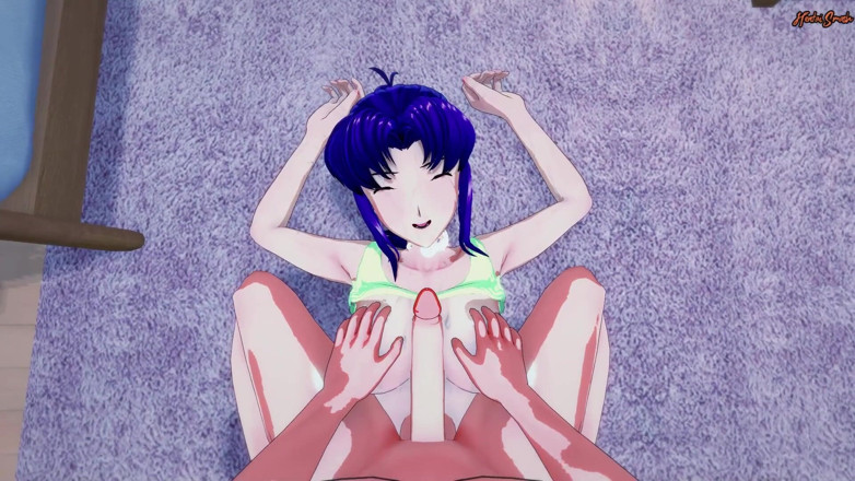 Hentai Smash: Misato Katsuragi dikongkek tetek dari pov awak sehingga awak pancut...