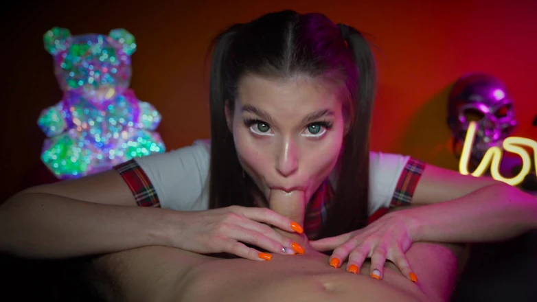 Stefany Kyler: Anime Girl in School Uniform Sucking Dick