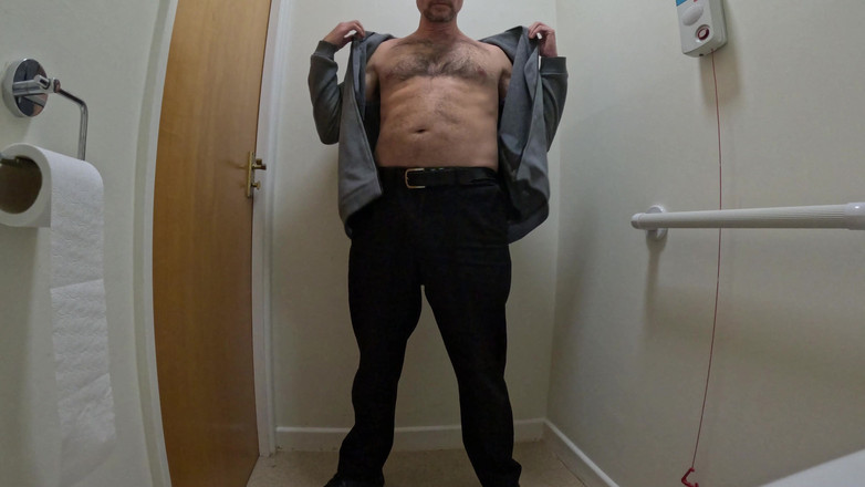 Rockardglans: Svlékání nahého velkého ptáka na pracovních toaletách kape krémové sperma