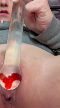 Glass Dildo Pussy Banging Close up