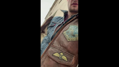KinkySirius: Kinkysirius Enjoy Rain Shower in Brown Vintage Leather Bomber and...