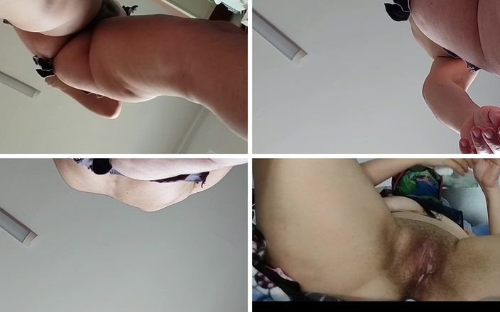 Amateur_MS: Amateur-vrouw vingert poesjeorgasme met gekreun. Latina grote kont, grote tieten.