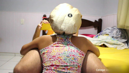 College-couple: Blowjob and handjob over underwear until ejaculation, underwear handjob