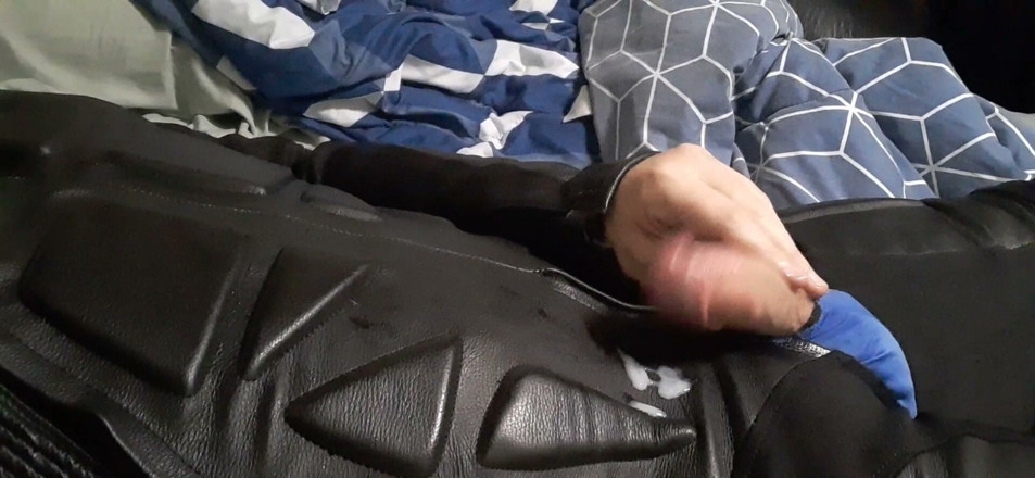 Rusty Sunnybrook: Biker Cums in Leather Moto Race Suit