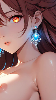 Soft Starlight a Beautiful Young Woman with Glowing Eyes in Animated Style