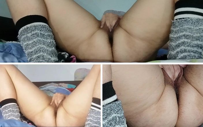 Amateur_MS: Жена трахает пальцами в оргазме киски в любительском видео. Латина с волосатой киской мастурбирует со стонами