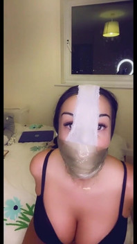Latina Gagged with Panties and Taped with a Wrap Gag! 