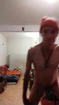 ¡desnudo Con Una Gorra Naranja!