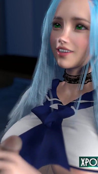 Prsatá asijská holka honí a výstřiky - 3D Hentai japonka