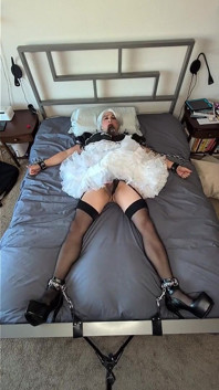 Sissy Maid Cums in Chastity and in Bondage and Swallows Her Sissy Cum