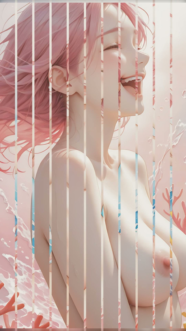LustRender: Joyful Nude Laughing in Sunny Splashes
