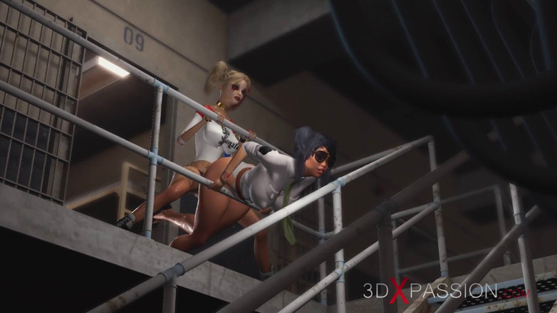 3dxpassion: Rough sex in prison! Harley Quinn fucks hard a female...
