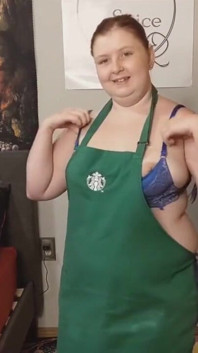 Starbucks apron striptease