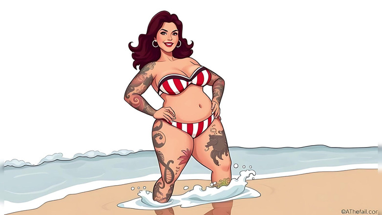 AI Porn: Ai tatuaggio arte donne sinuose in bikini