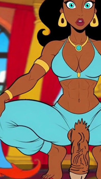Futanari. Prințesa Jasmine Fată cu o pulă mare. Serial porno Aladdin.