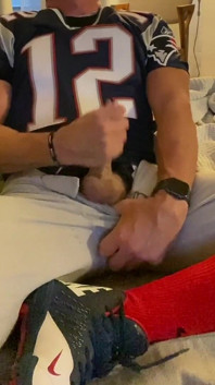 Jockdad87 Shoots a Load of Cum in His Football Gear